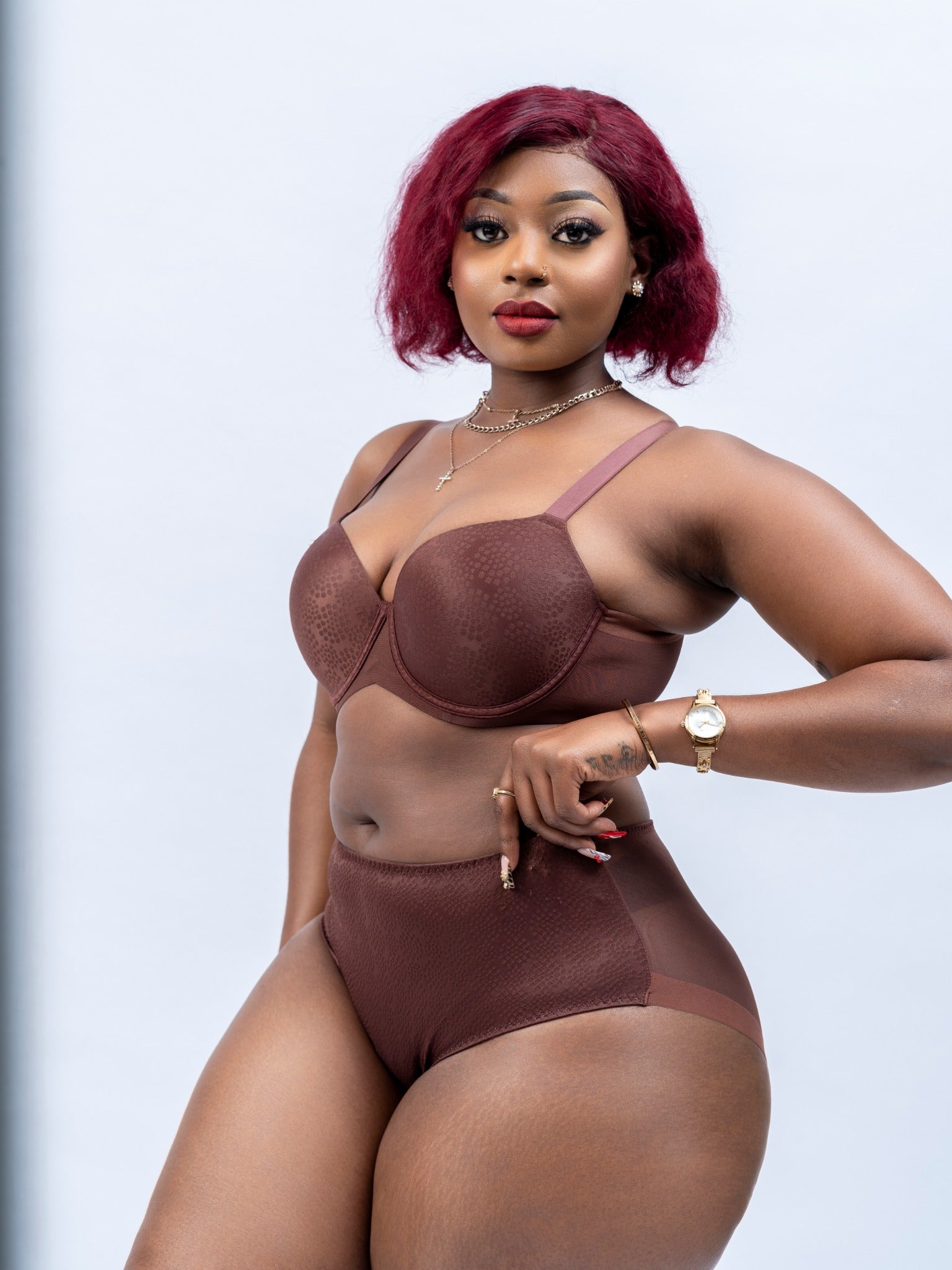 Zuri midnight chocolate brown curves bra set