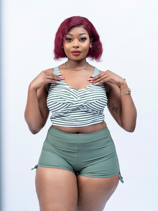 Diani  Green & White Two Piece Swimsuit