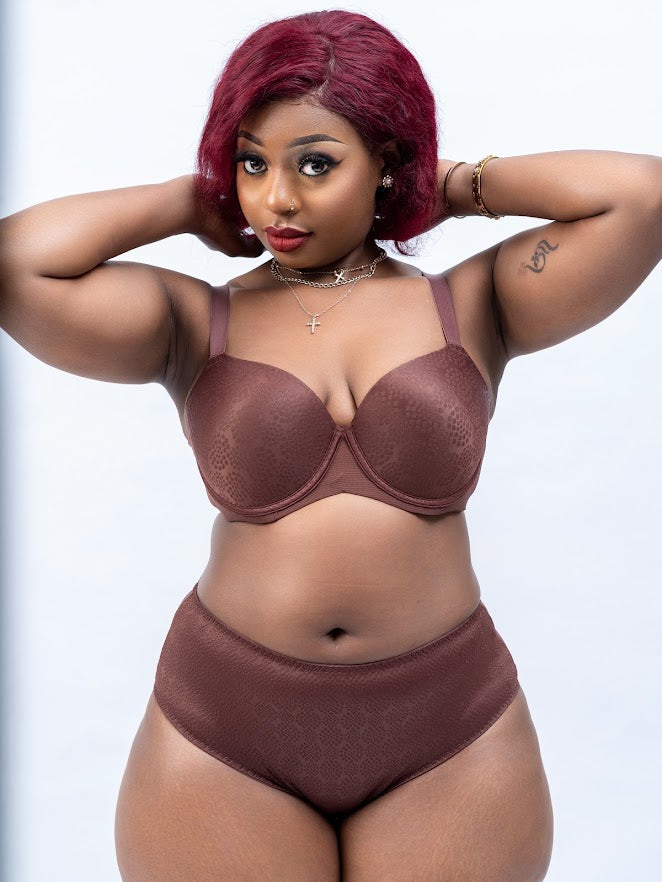 Zuri midnight chocolate brown curves bra set