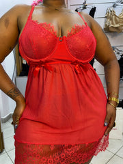 Red Lace Babydoll Lingerie Set