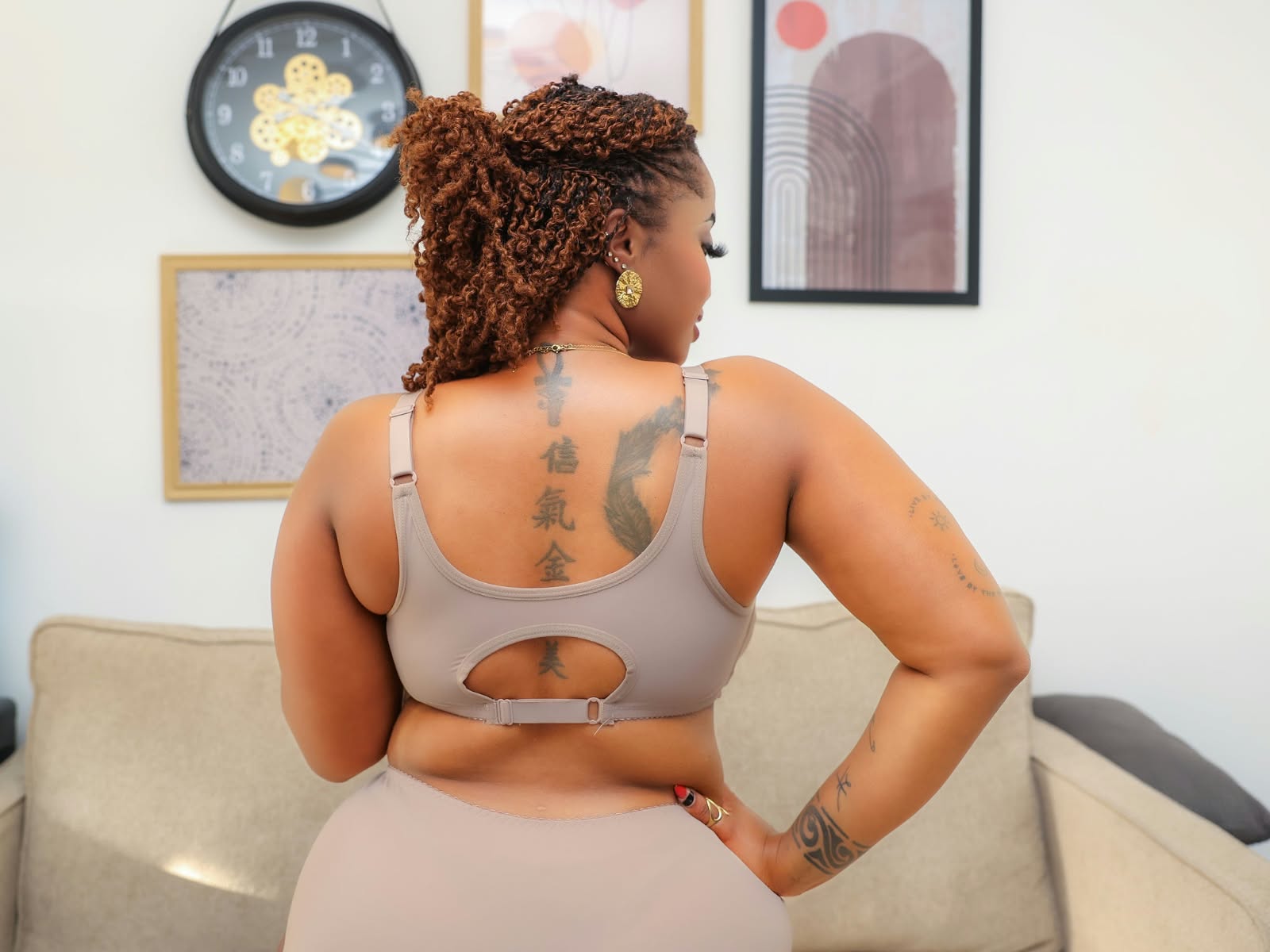 Non-wired brown bra set