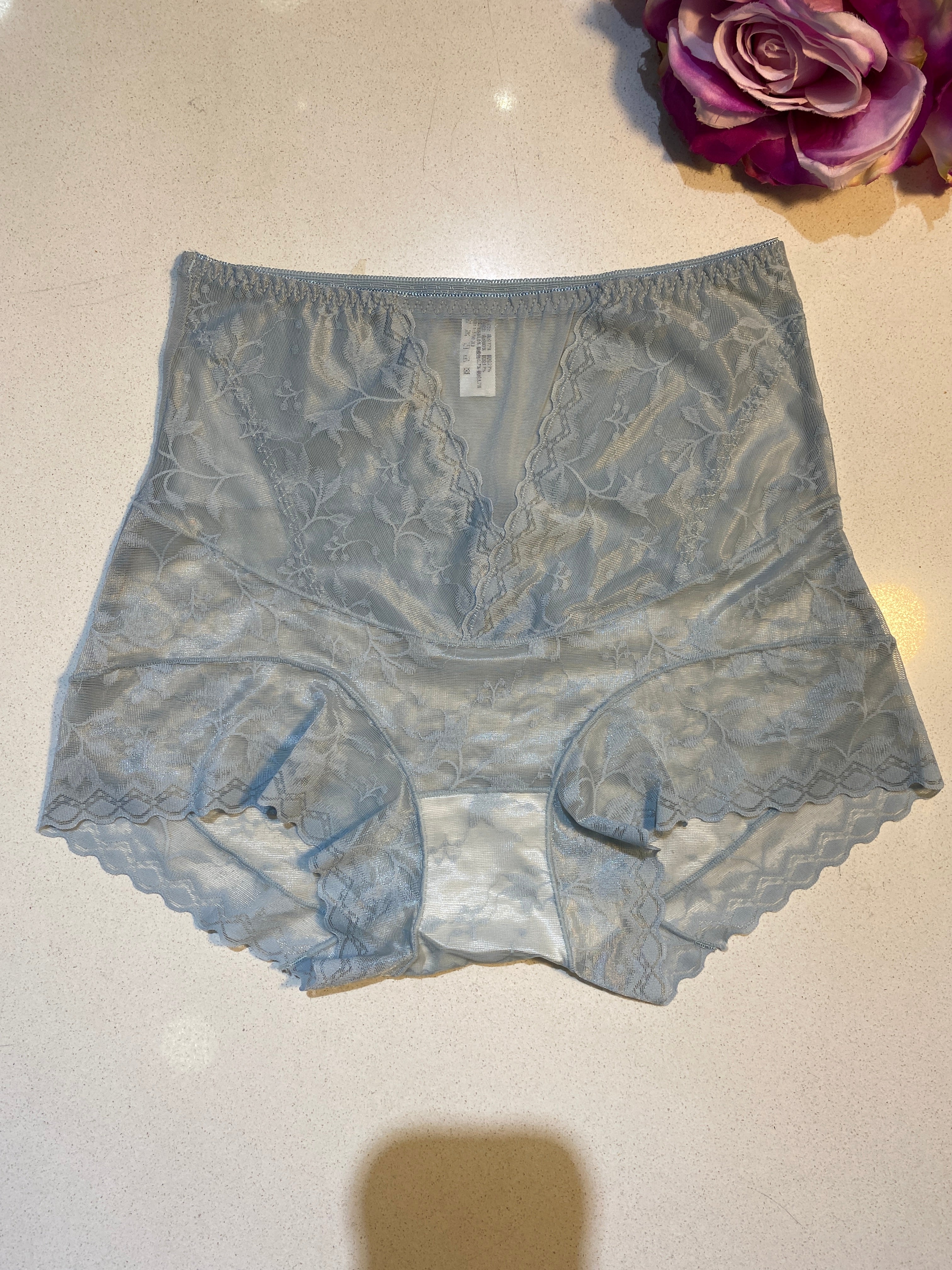 Light Blue Lace High-Waisted Brief Panty