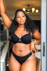 Push-up cotton black bra set