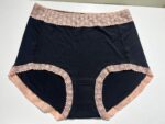 Black with beige Lace Cotton Trim Panty for sizes 18 to 24